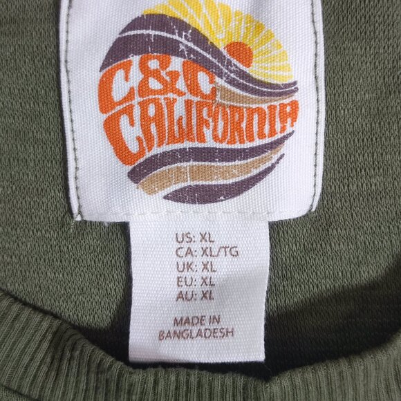 C&C California crew neck sweater men's size XL olive green long sleeve crew neck - Picture 4 of 7